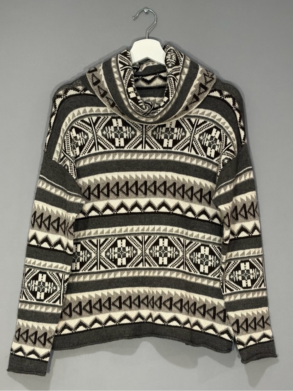 Vintage Ralph Lauren LRL Fair Isle Wool Funnel Neck Sweater XS - Picture 2 of 11